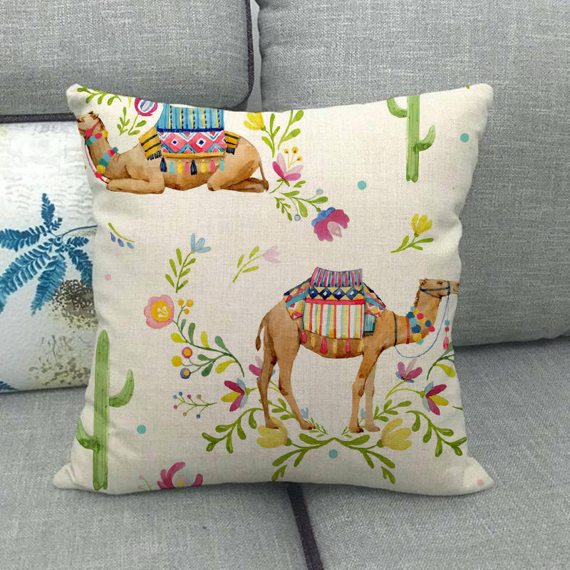 Simple Camel Pattern Collection Digital printing short plush pillow covers for car sofa office cushion cover home goods