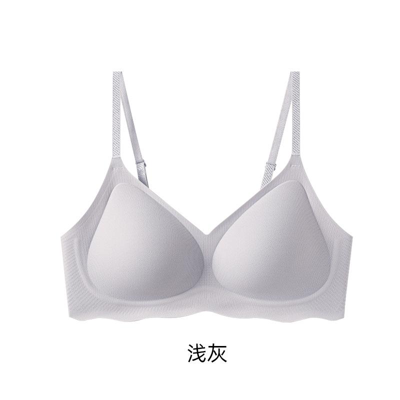 Mulberry silk, cool, seamless, breathable, no steel ring, gathering, sexy, deep v closed breasts, comfortable bra