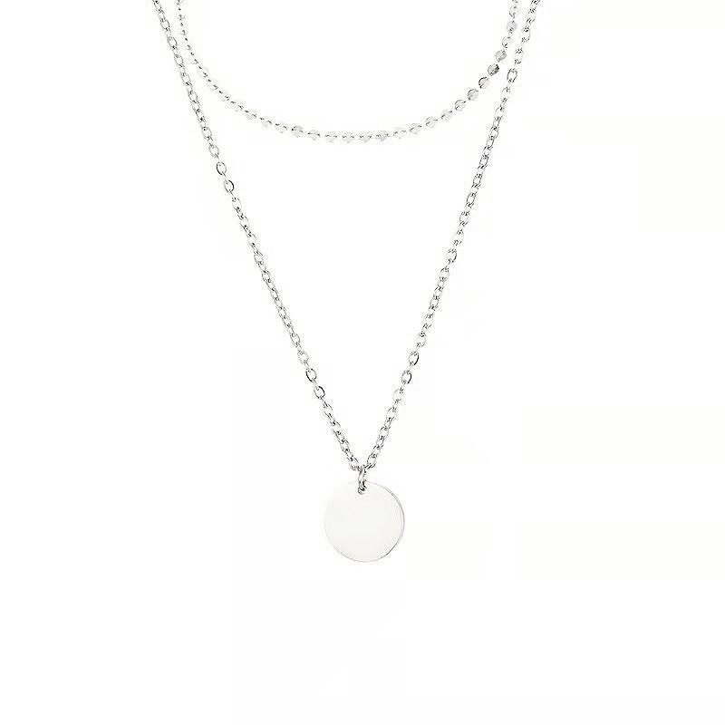 

Fashion Trend Personality Alloy Clavicle Chain Accessories Women, Double Handmade Chain Sequin Necklace срібний