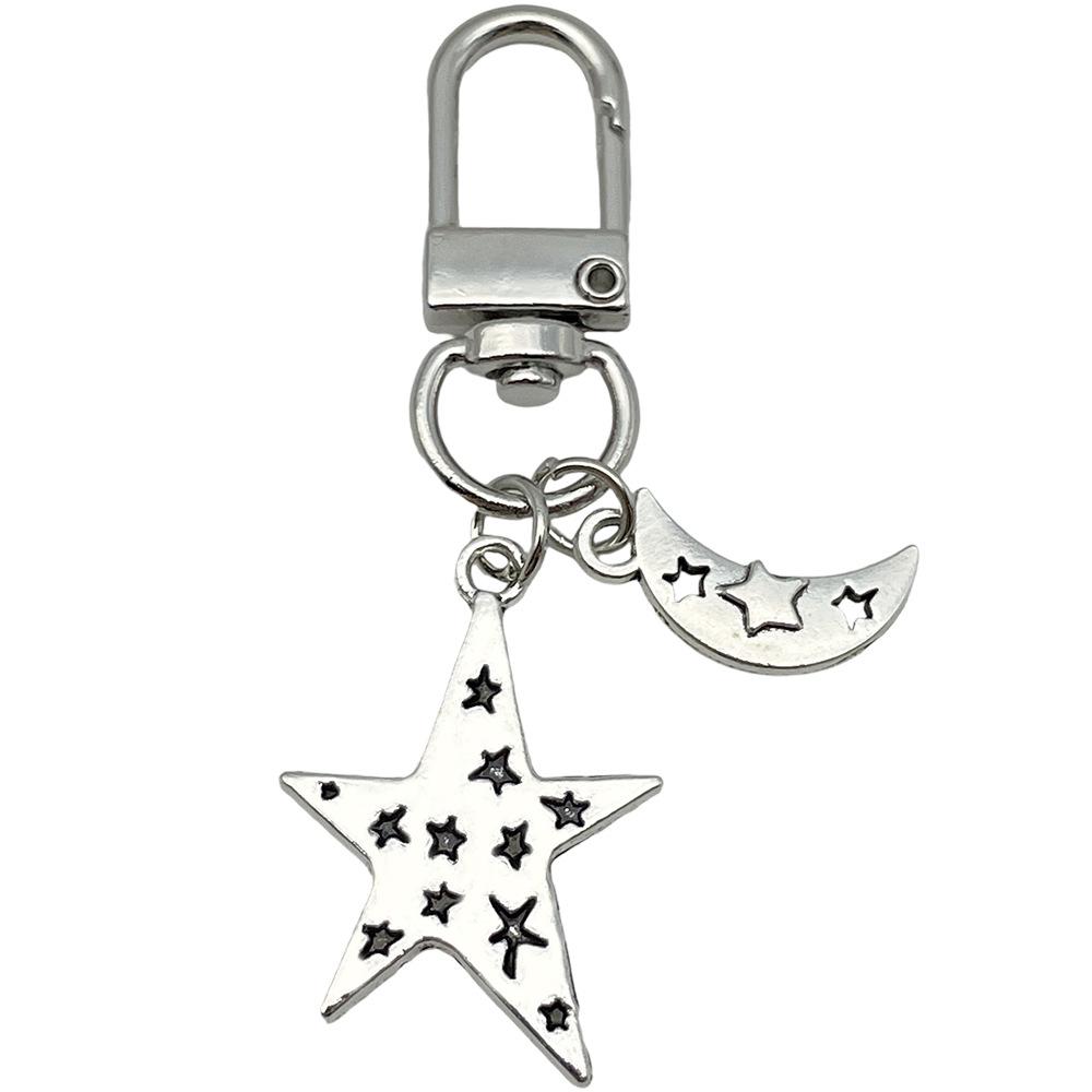 Trendy Four-Point Star & Moon Keychain Pendant: Simple Bag Decoration