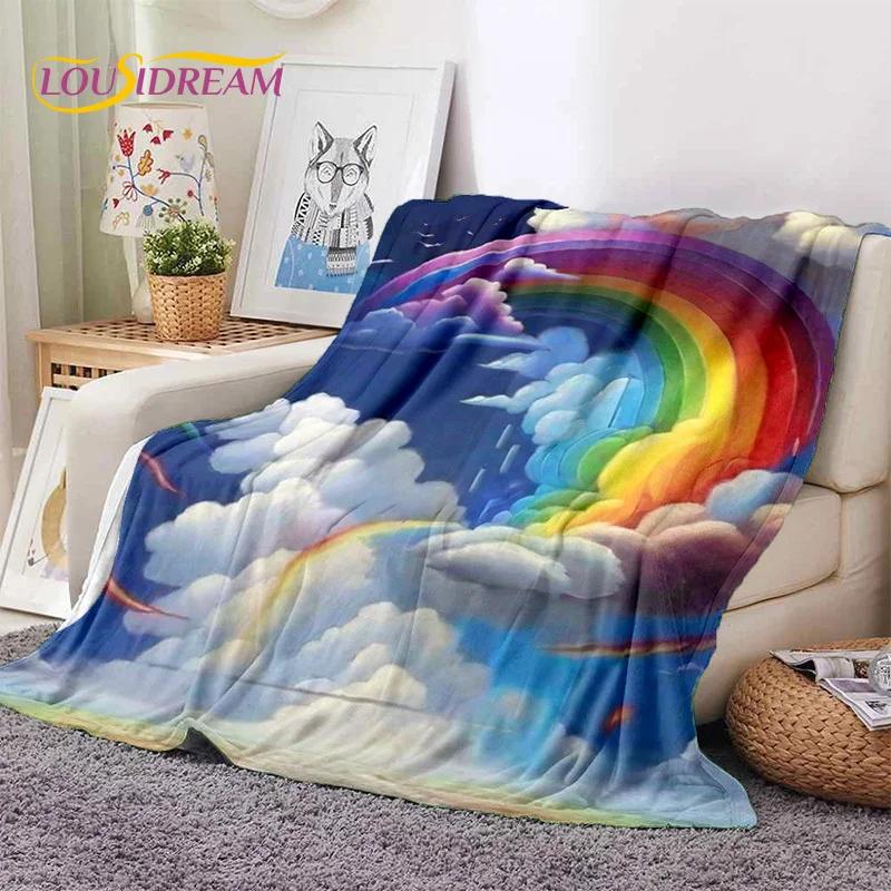 Rainbow Colour Illusion Cartoon Soft Flannel Blankets,Throw Blanket Comfortable Blanket for Picnic Beds Sofa Home Bedroom Gifts