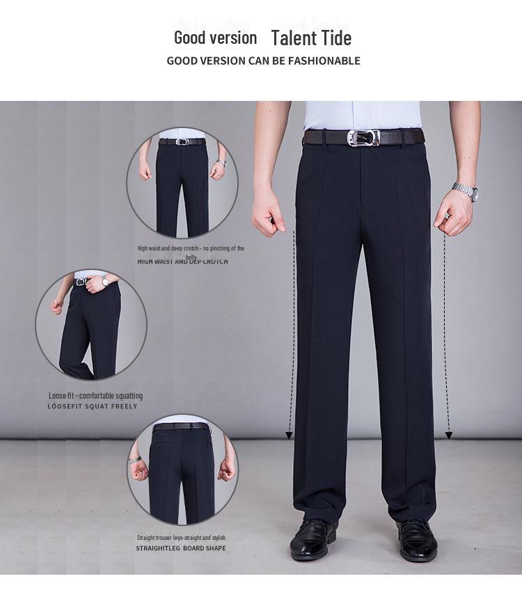 Men's Summer Mulberry Silk High-Waist Loose White Trousers