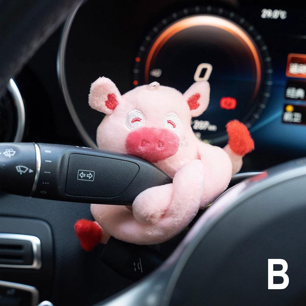 Car Decoration Plush Dolls Pilot Steering Lights Ornament Cute Pig Wye Windshield Bows Wiper Steering Wheel Accessories