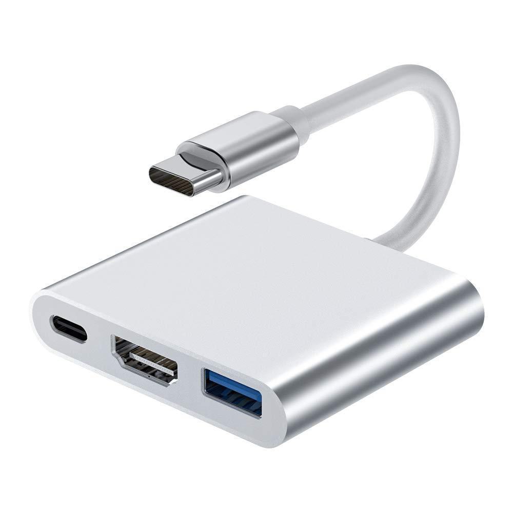 

Кабель-адаптер USB-C до HDMI з USB-хабом та док-станцією розширення HDMI+USB3.0+PD domestic chip срібний