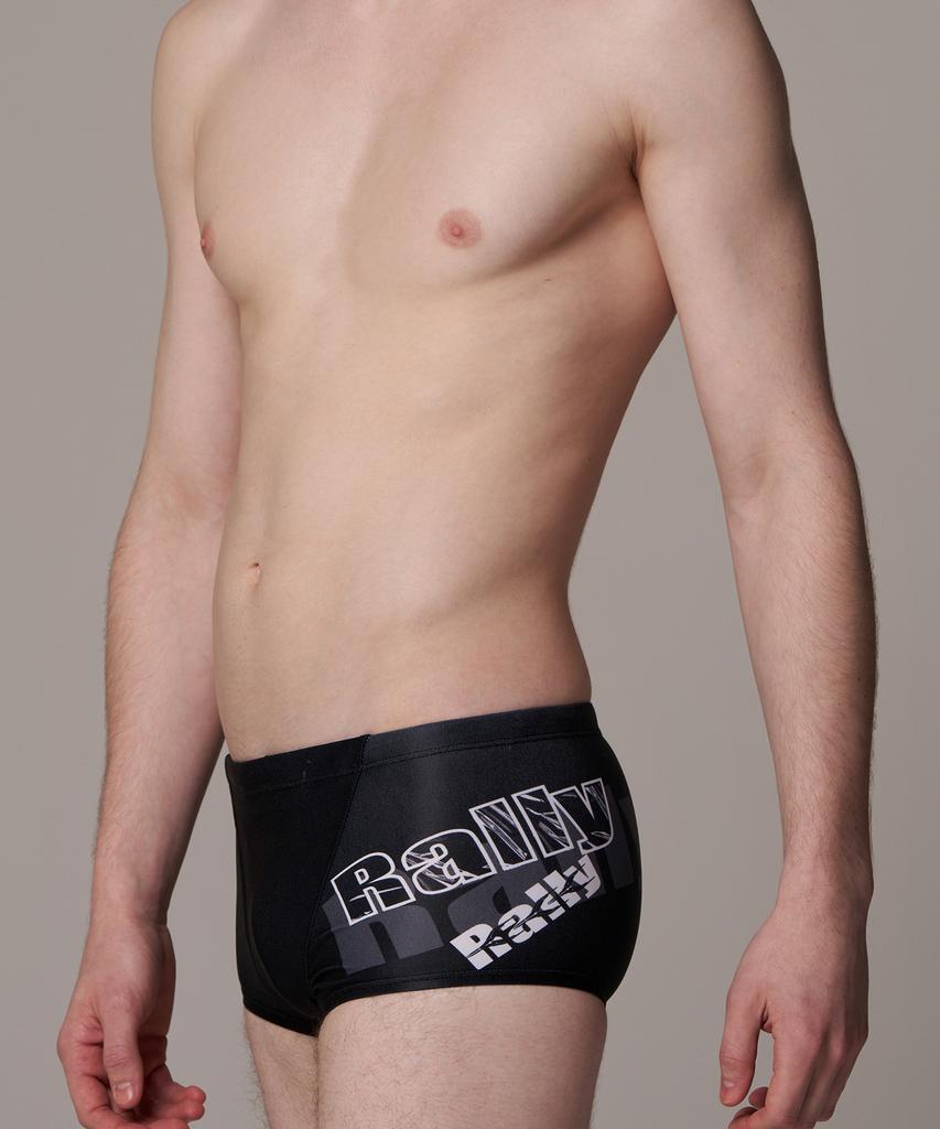 Laelliseupocheu [Osmr680 Blk] Big Logo Sturdy Short Square Regular Men'S Swimsuit Black