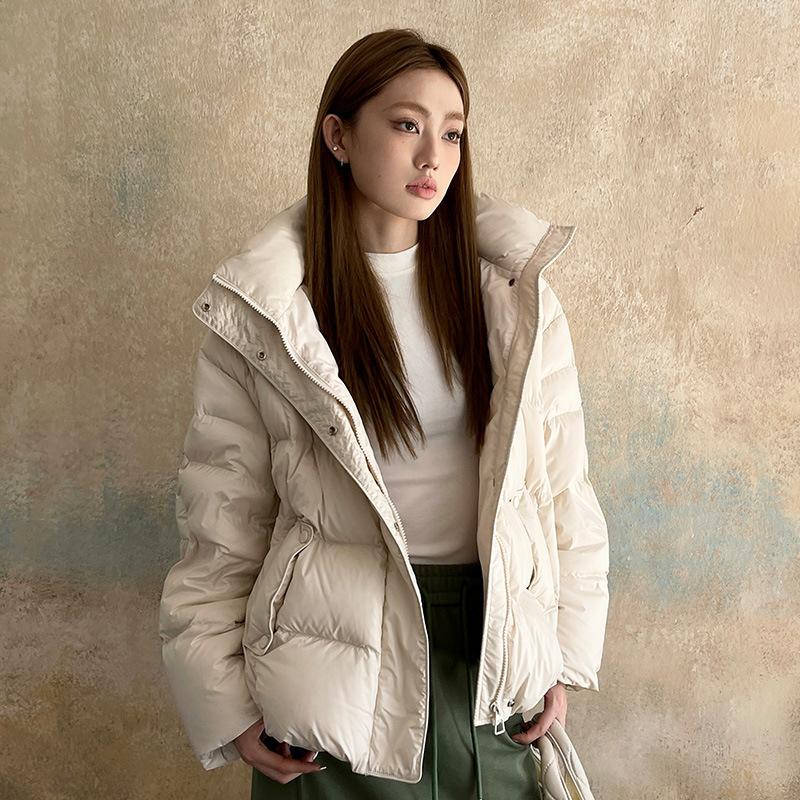 Übergroße Damen Daunenjacke mit Kapuze Winter Braun Langärmlig Pufferjacke Damen Oberbekleidung Warm