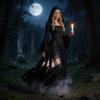 Gothic Witch Dress Cosplay Costume With Long Sleeves Halloween Attire For Adults