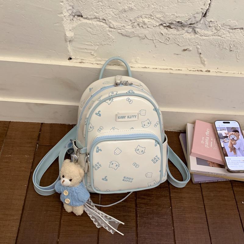 Fresh and Cute Cat Print Double-shoulder Bag for Women, Stylish and Fashionable for Daily Use.