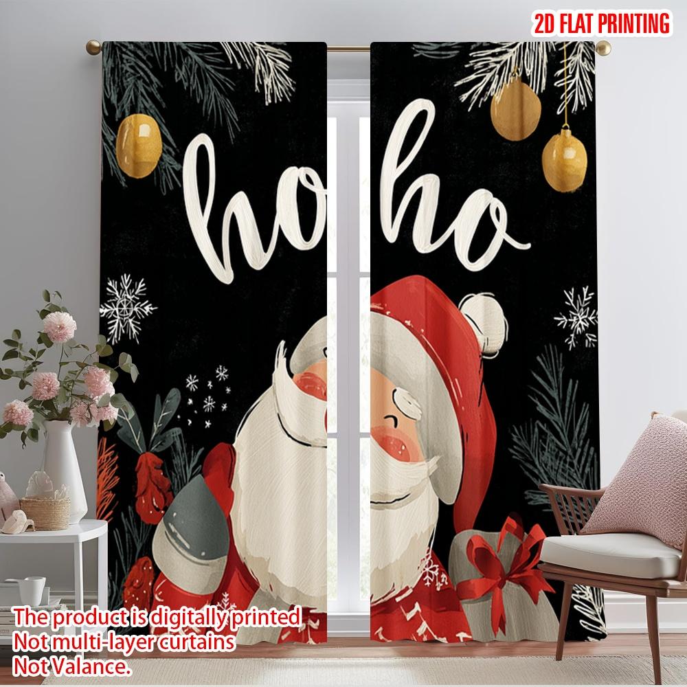 

2 шт., 2D печать на плоскости Креативные шторы ХО ХО ХО Дед Мороз Универсальная полиэстеровая ткань (без удилища) Универсальный Все для жизни 52.50×116.00 CM 2pcs