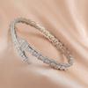 ZAKOL Luxury Shiny AAA Cubic Zirconia Snake Bone Bangles Rings Set for Women Sliver Color Wedding Party Jewelry Set