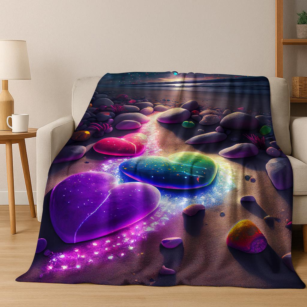 

3D Cobblestone Soft Stone Pebble Flannel Blanket Soft Warm Blanket for Bedroom Living Room Bed Travel Camping Picnic Gift 75x90cm