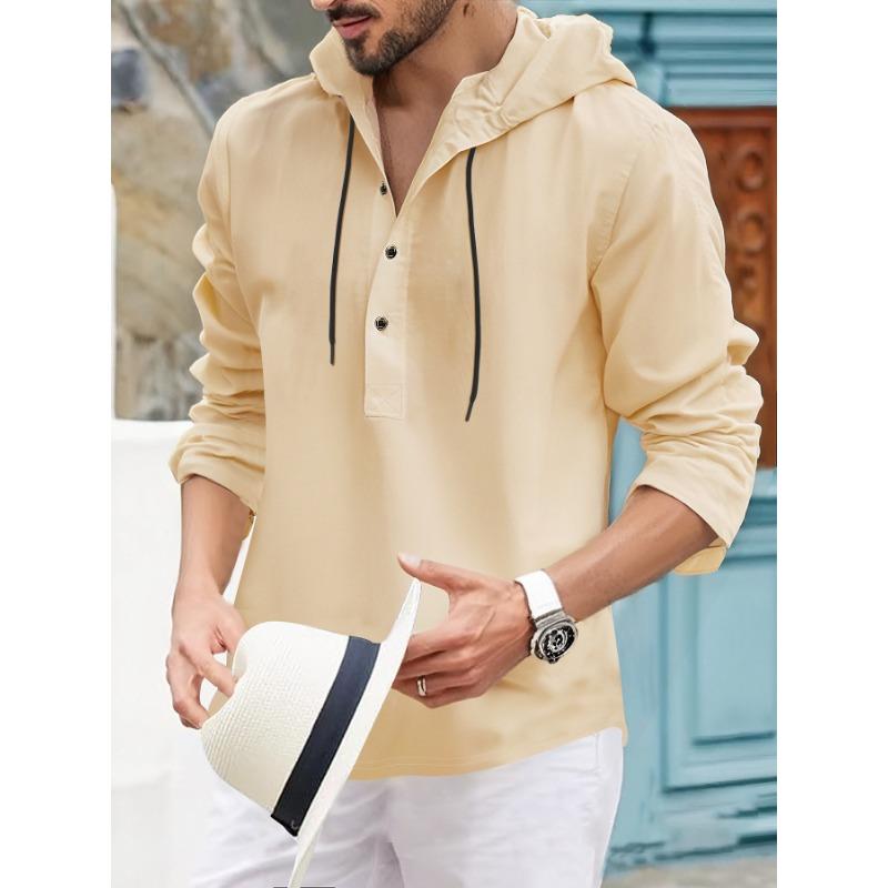 American Half Cardigan Jacket Summer Fashion Casual Sweat Cloth Hooded Long Sleeve Men's Top Shirt