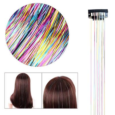 Women Clip-in Tinsel Hair Extension Heat Resistant Colorful Long Straight Fairy Glitter Hair Tinsel Women Girls Hair Accessories