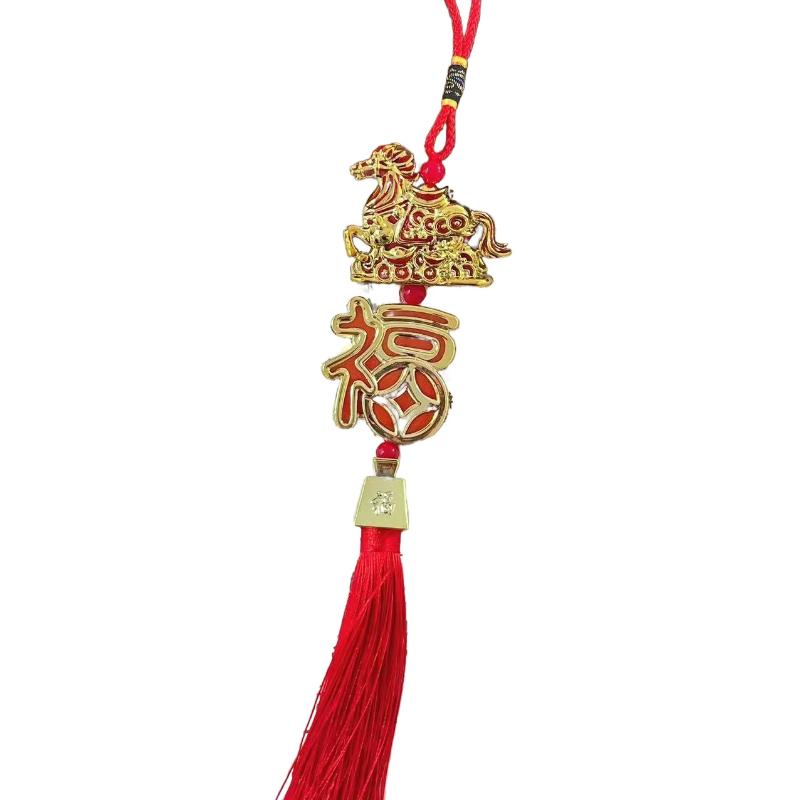 2026 Year Of Horse Wall Hanging Car Ornament Chinese New Year Red Gold Pendant Lucky Decora Housewarming Gifts