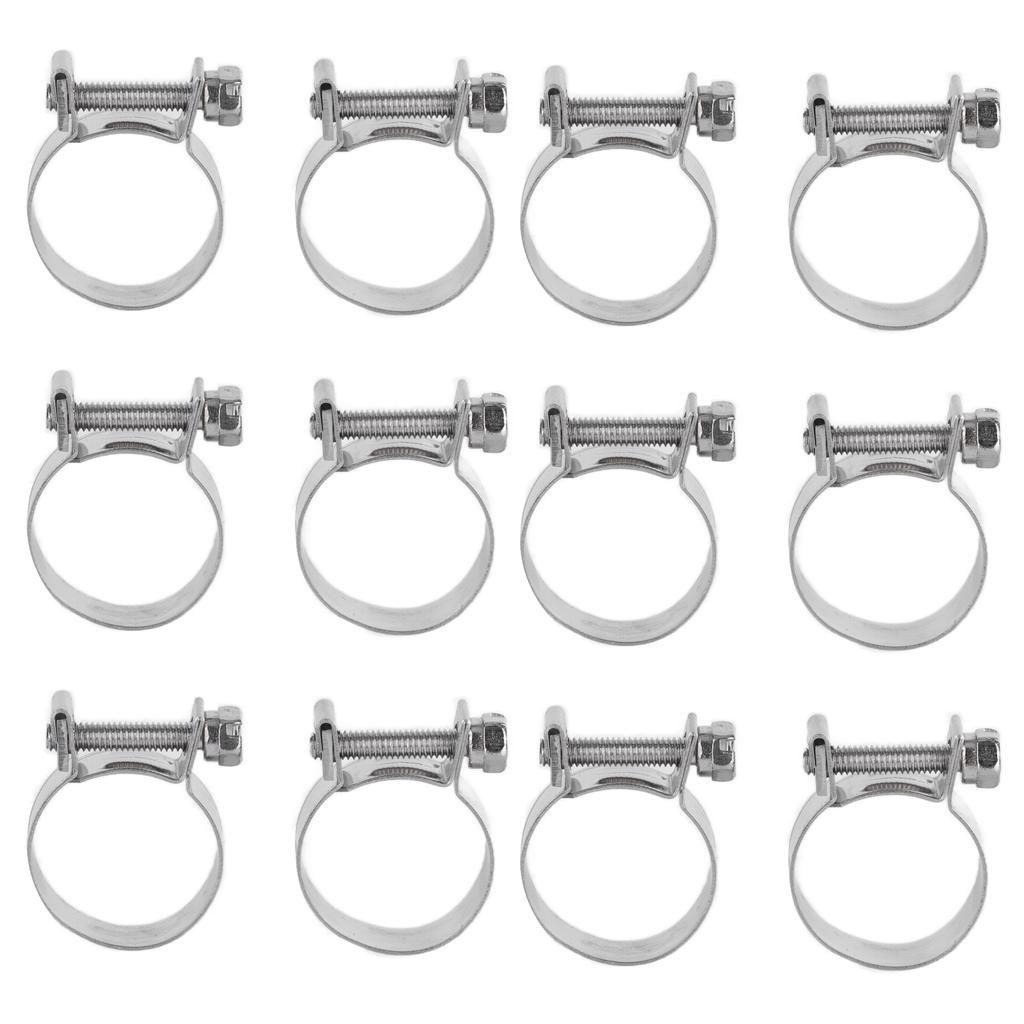 20PCS Hose Clamp Mini Stainless Steel Screw Hose Clip for Motor Vehicle Petrochemical Pharmaceutical