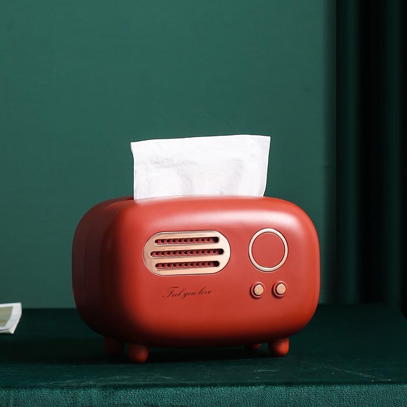 Wet Wipes Decoration Paper Holder Storage Napkin Case Desktop Retro Radio Model Vintage Dispenser Organizer Ornament Tissue Box