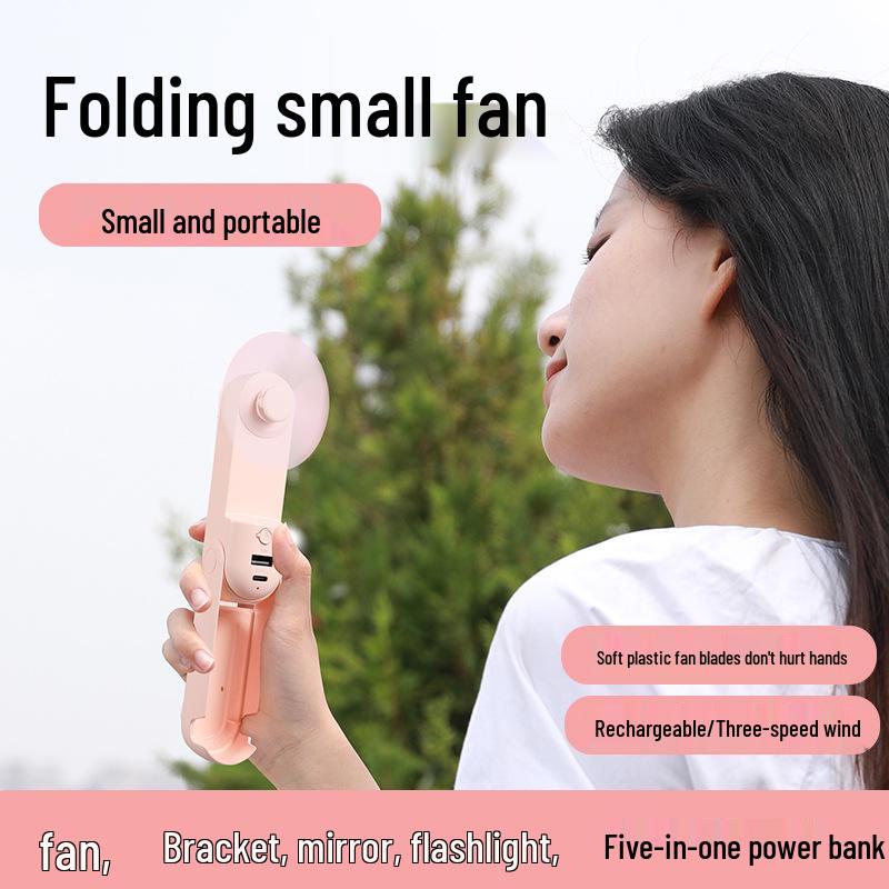USB Rechargeable Portable Handheld Electric Fan & Power Bank Combo