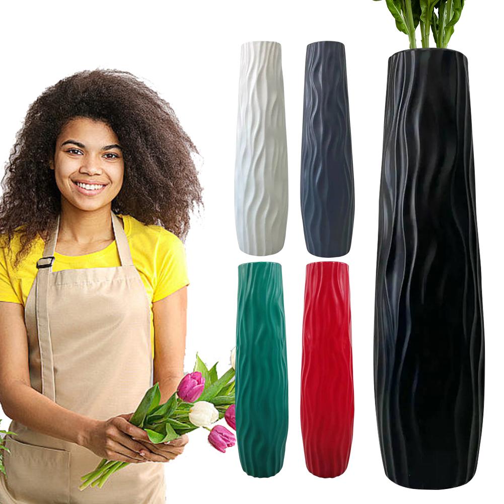 Textured Floor Standing Vase Exquisite Line Design Vase Flower Vase for Home Living Room