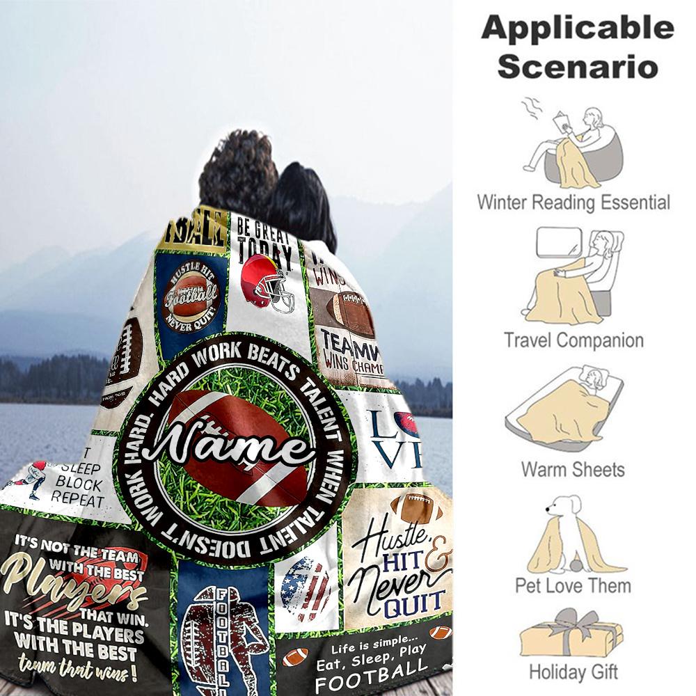 Rugby Theme Customize Text Blanket Gift Customizable Blanket Warmthful Decor Versatile for Home Decor Office Bedding Chair for All Occasions
