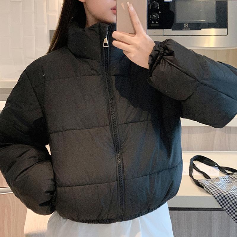 

Модные зимние короткие парки для женщин, верхняя одежда, элегантные свободные, толстые, теплые, новые пальто, женские куртки M чёрный