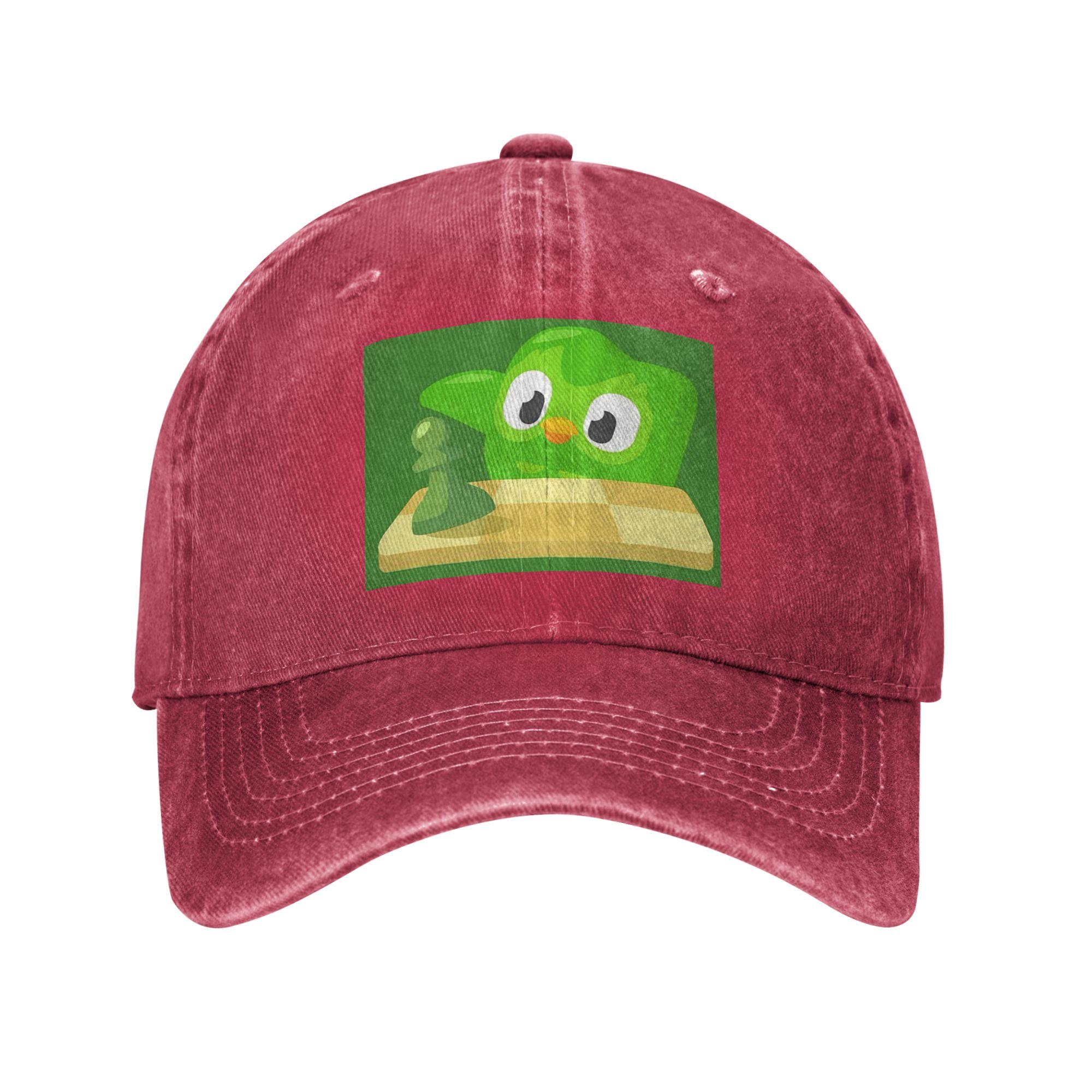 Duolingo Owl Duo Washed Denim Baseball Caps Snapback Baseball Hats Breathable Casquette Outdoor Unisex One Size