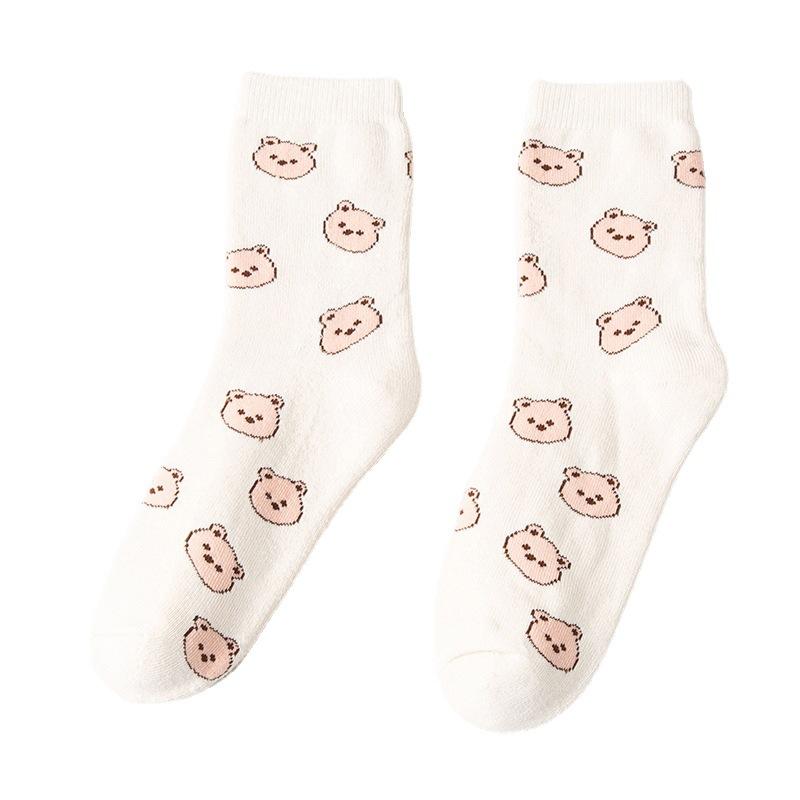 Female Autumn and Winter Plus Velvet and Thick Warm Hair Ring Tube Socks