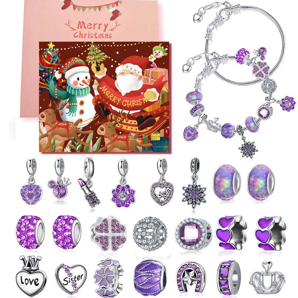 Cross-border Christmas Countdown: 24-Grid DIY Bracelet & Necklace Gift Set for Kids