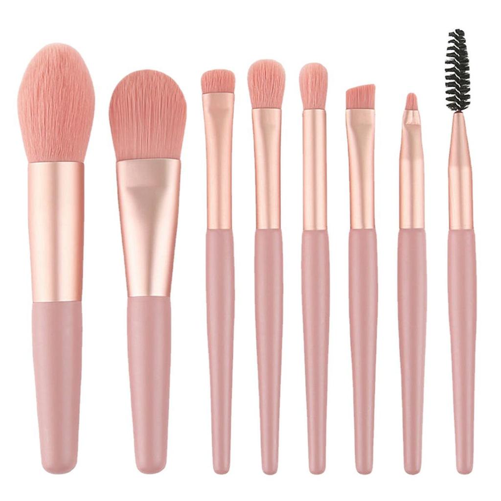 8-Piece Travel Makeup Brush Set: Beginner-Friendly Eyeshadow & Blush Brushes for Convenient Application