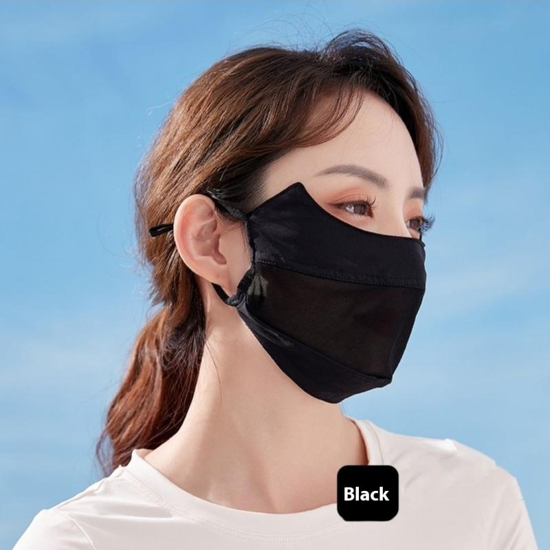 Mesh Ice Silk Face Scarf Elastic Solid Color Uv Protection Anti-Uv Face Cover Face Mask Face Scarves Sunscreen Veil Fishing