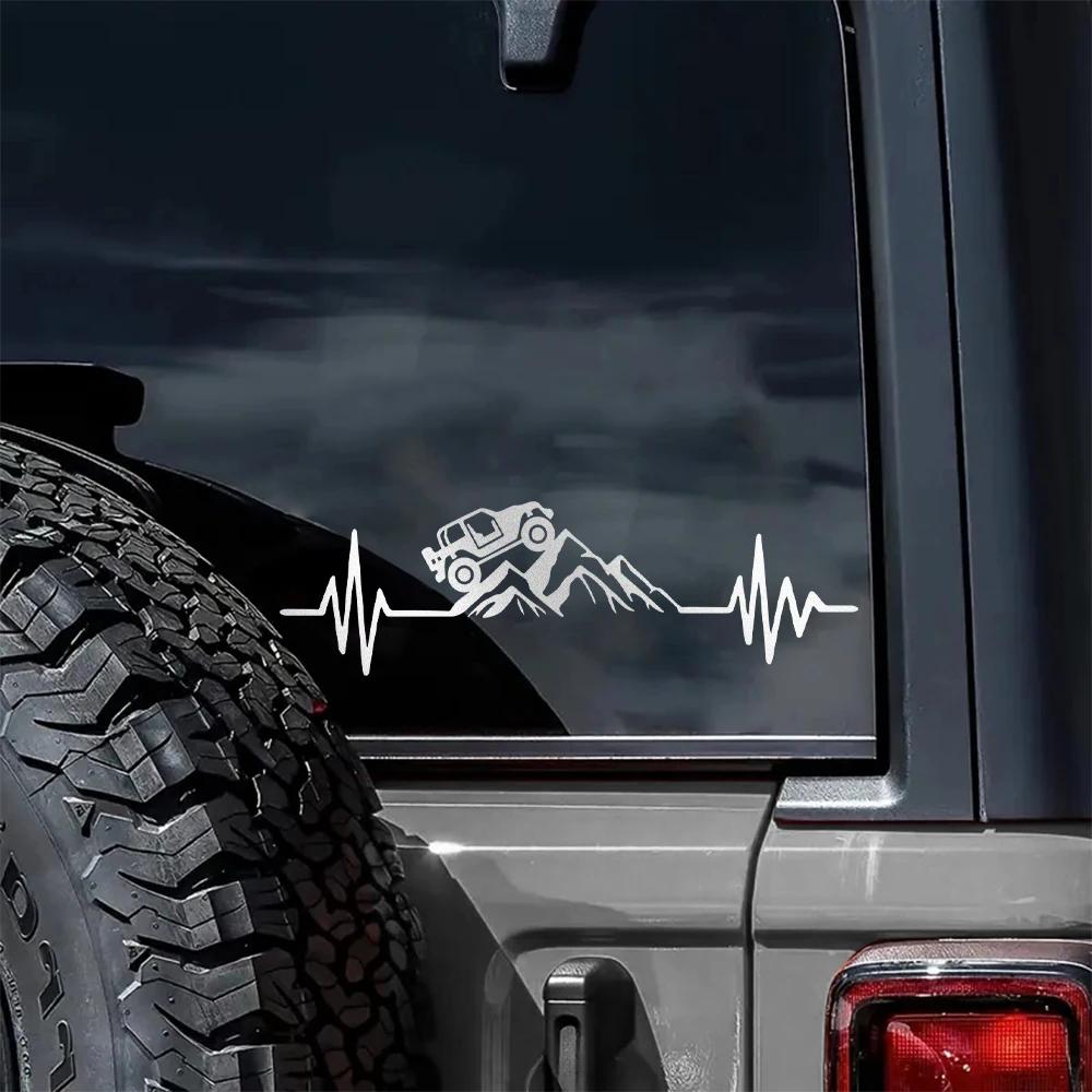 Reflecitve Heartbeat Off Road Mountain Climb Graphics Car Sticker Vinyl Decor Decal 4x4 Truck Auto Windshield Bumper Decoration
