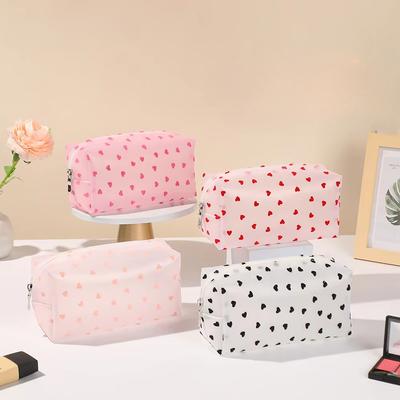 Translucent Heart Decoration Storage Bag Big Capacity Portable Travel Comestic Make-up Bag Wash Organization Bag