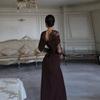 Women's Light Luxury Lace Splicing Square Neck Long Sleeve Dress Women's Waist Wrap Hips Skinny Long Dress