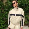 Nuova Giacca da Donna a Contrasto di Colore con Collo Alto e Zip, Capo d'Abbigliamento Casual Versatile per Donna, Top Moda Europeo Americano
