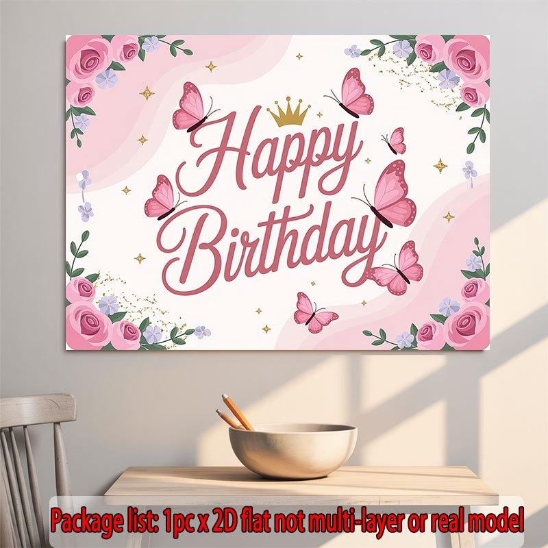 Party Backdrop Pink Flat Butterflies Roses Events Wedding Coming Ceremony Four Event Backdrop Decoration Front Door Decor