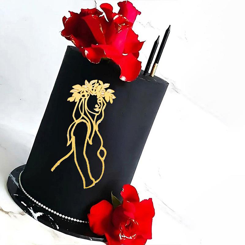 The Mummy To Be Cake Topper Happy Women's Day Expectant Mother Line Art Silhouette Cake Decoration Birthday Party Supplies