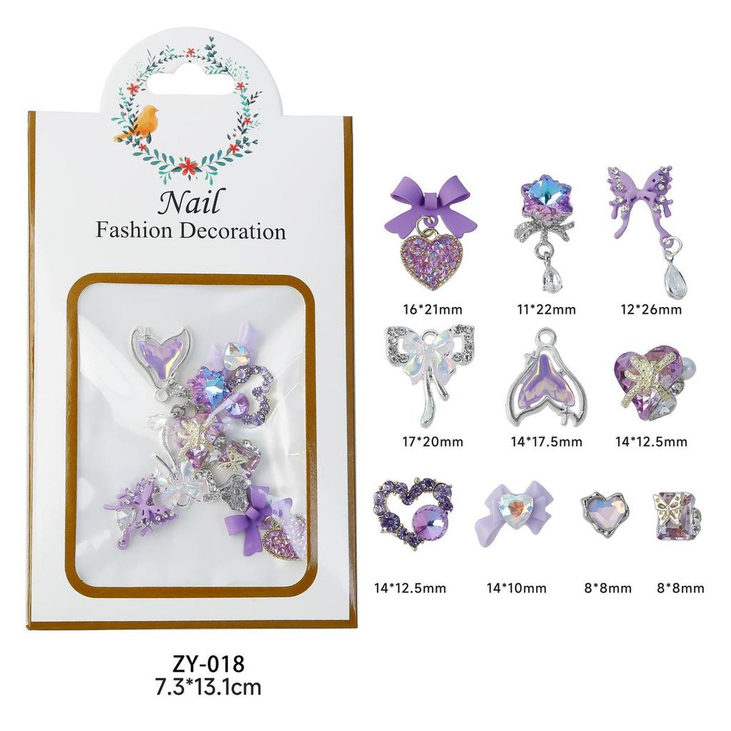 Nail Art Accessories: Alloy Rhinestone Set with Bow, Heart, Fishtail DIY Decorations