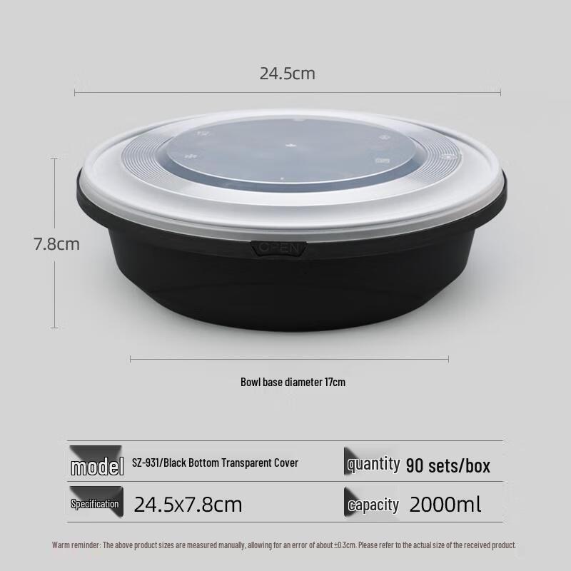 HANDUNYOU Disposable Rectangular Plastic Food Containers with Lids (90 Sets)