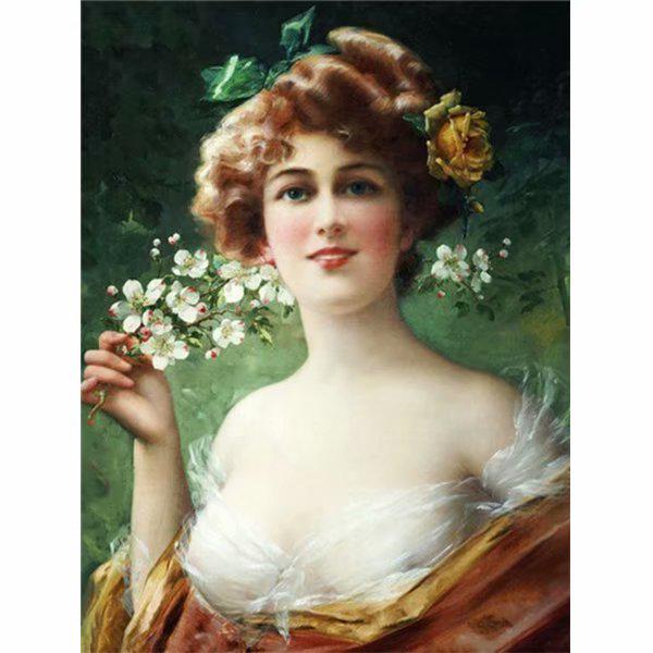 

DIY 5D Полный круглый горный хрусталь Женщина Алмазная вышивка Картина Вышивка крестом Домашний декор Full Round 20x25CM