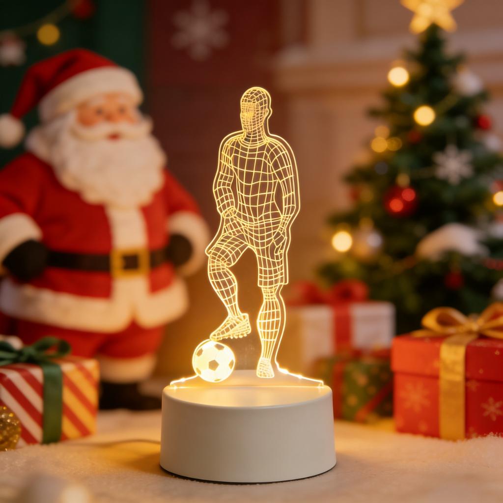 LED 3D Football Theme Table Lamp USB Plug Bedroom Bedside Creative Book Lamp Sports Enthusiasts Gift Decorative Night Light