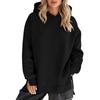 Women's Casual Longline Hooded Pullover with Drop Shoulder and Side Slit - Loose Fit Sweatshirt