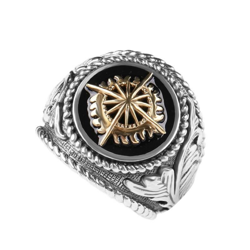 Golden Light Ring for Men, Personalized Hip Hop Retro European and American Food Ring Accessories Gift