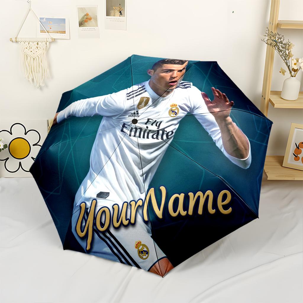 Cristiano Ronaldo Personalized Name Umbrella Portable Automatic Umbrella Compact 8-Rib Design Sturdy Construction Travel Essential Fashionable