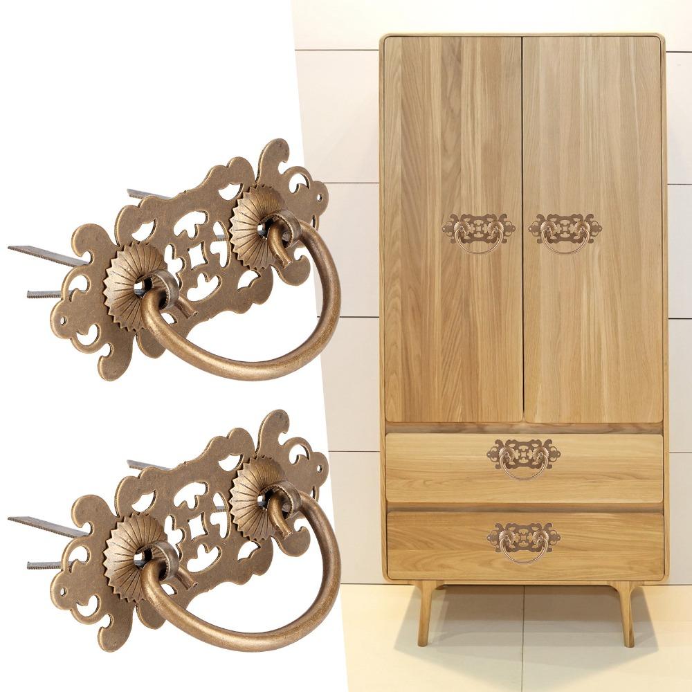 2pcs 10.2*4.1cm Drawer Handles Brass Furniture Handles Antique Cabinet Pulls  Drawers