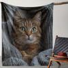Cat Blanket Realistic Tabby Cat Print Fleece Throw Soft Cozy Pet Lover Gift Home Decor Animal Art Bedding Cover Warm Comforter