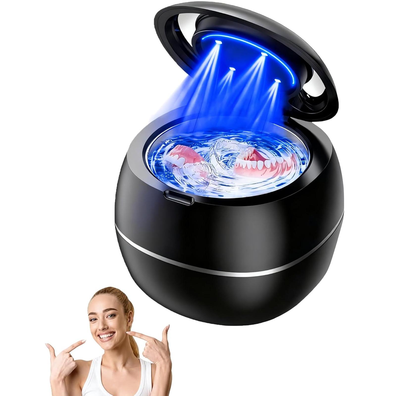 

Кейс для чищення зубних протезів, підходить для зубних протезів, захисних кап та прикрас. Кейс для чищення зубних протезів - Зберігайте ваші протези свіжішими та безпечнішими щодня One Size чорний