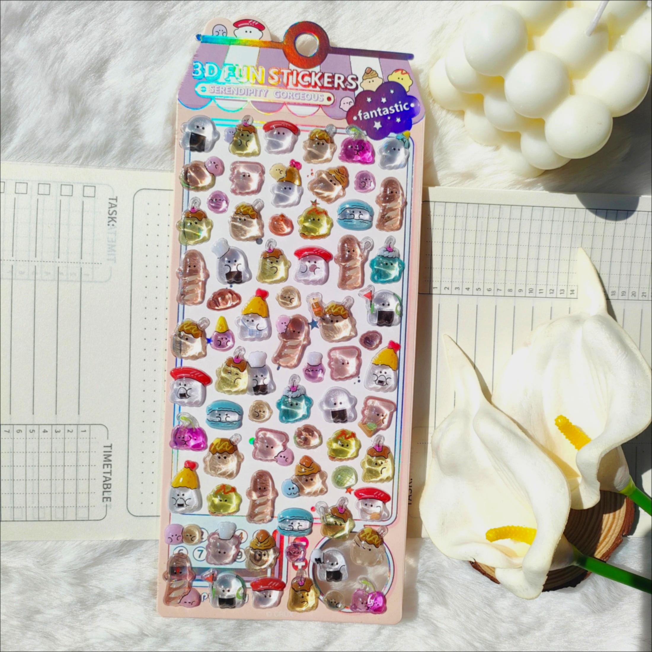 

High-value Adorable Small Ghosts Youyou Family 3D Stereoscopic Crystal Sticker Materials Decorative Stickers designed for Kids Stationery
