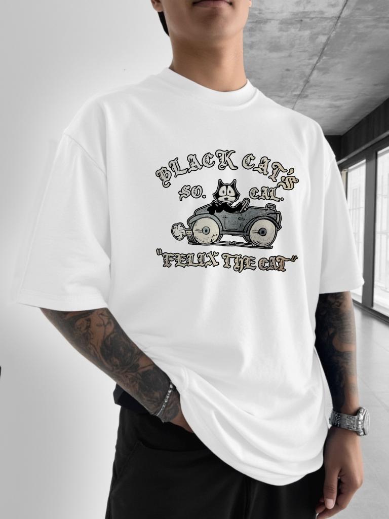 Felix the Cat Black Cat Classic Cartoon Print TShirt Unisexs Printed Round Neck Short Sleeve Casual TShirt