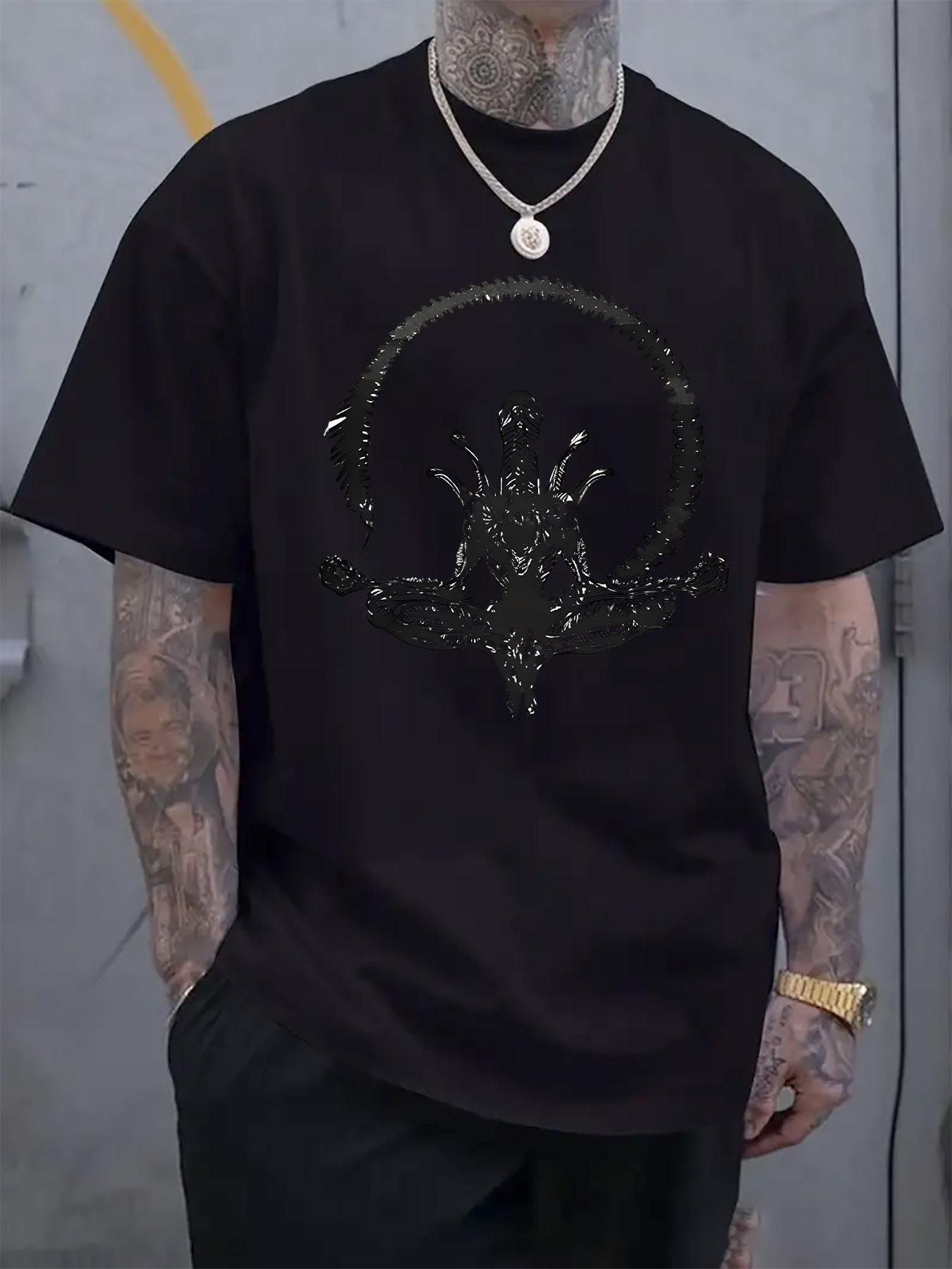 Meditation Graphic T-shirt - Black Short Sleeve Crew Neck with Intricate Yoga Pose Design XXXL