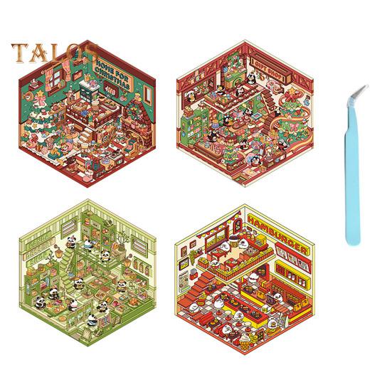 

4 шт. DIY 3D набор наклеек для дома для взрослых и детей, многоразовые, снижающие стресс, миниатюрные наклейки для сцен, набор DIY проектов, подарок A