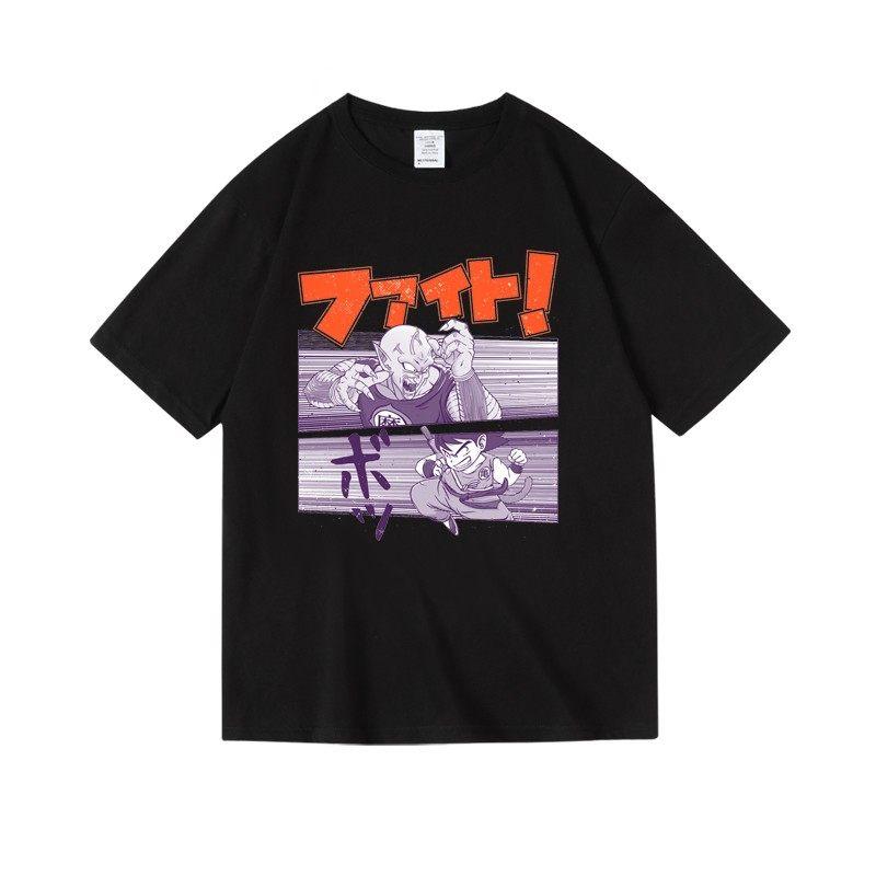 Japanese Anime 2D Dragon Ball Goku Printed Pure Cotton Round-neck Short-sleeved and Half-sleeved T-shirts for Men and Women